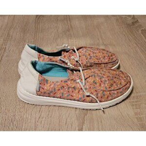 Hey Dude Wendy Youth Pink Sprinkles Slip On Shoes US Size Youth 5 Women's 6